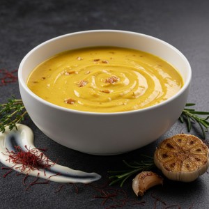 Золотистый шафрановый шелк с печеным чесноком