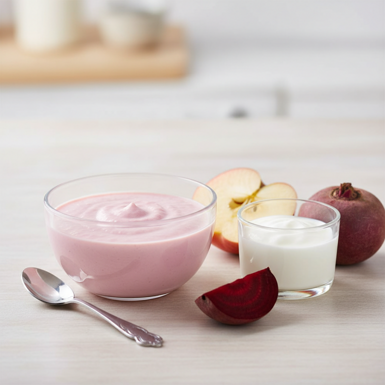 Нежное яблочно-свекольное пюре с йогуртом