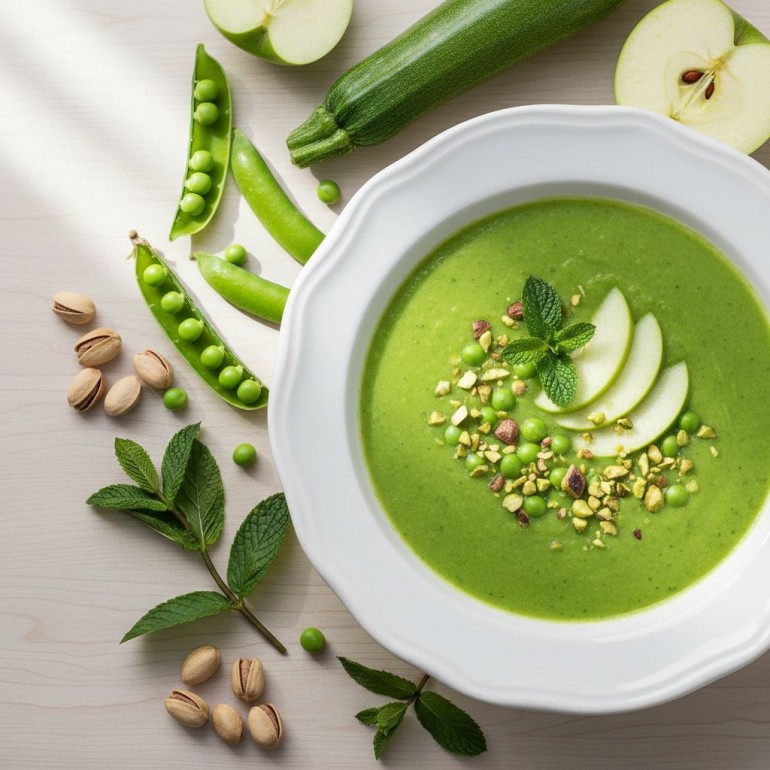 Необыкновенно свежий суп-пюре «Зелёное яблоко & фисташка»