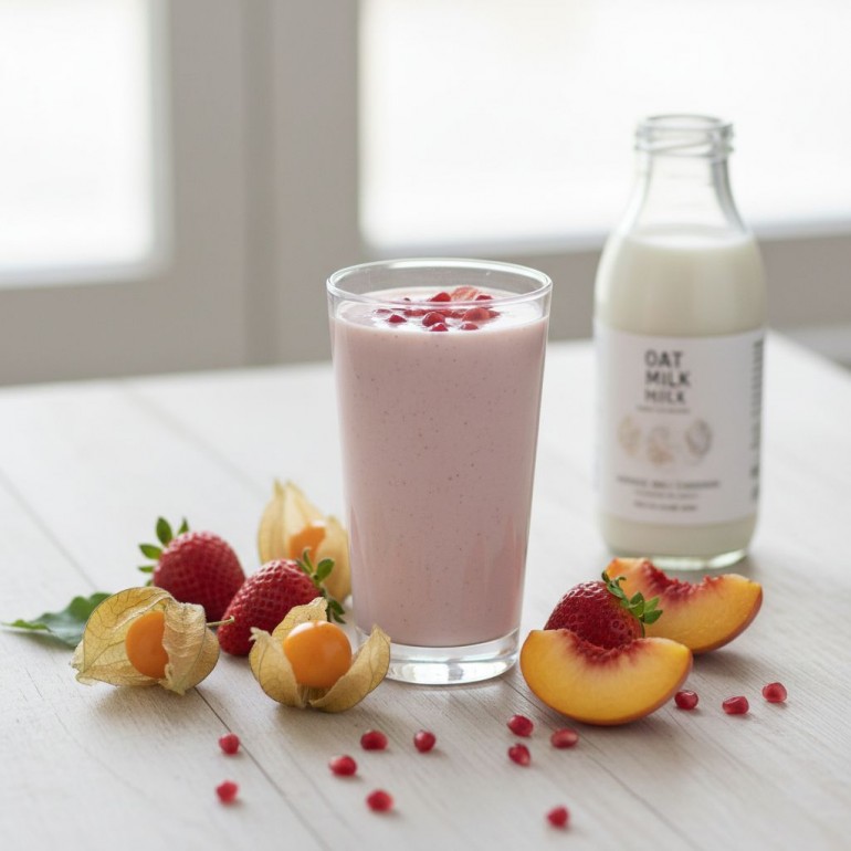 Смузи «Персиково-Клубничная нега с физалисом и гранатовой искрой»