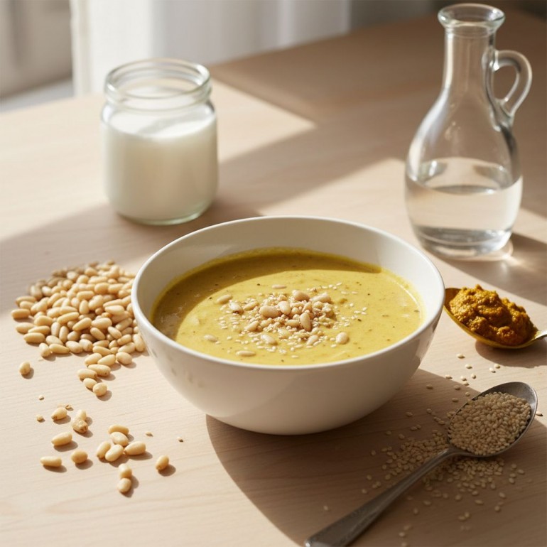 Изысканный соус-пюре «Кокос-Карри с кедровым орехом и кунжутом»